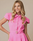 Jean Marie Collar Dress - Fuschia Pink