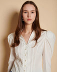 Ebba Trim Blouse - Ivory