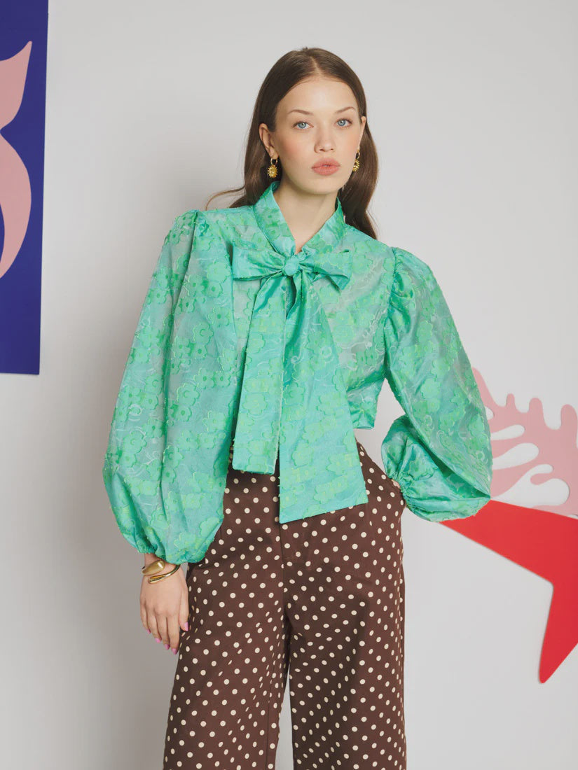 Vine Bow Blouse - Mint
