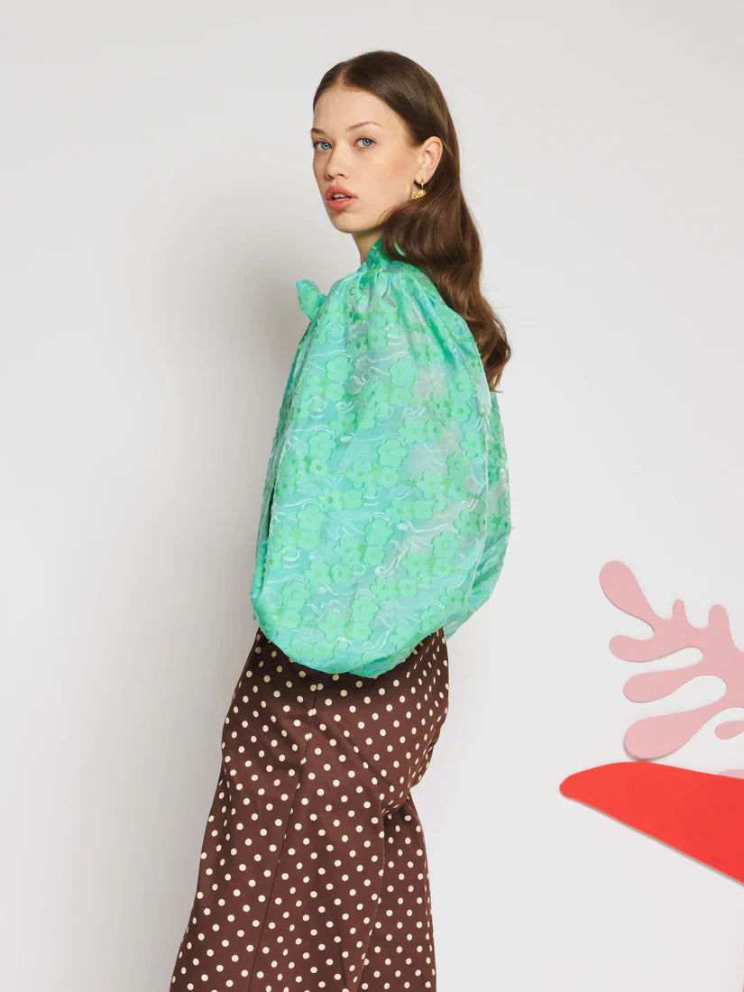 Vine Bow Blouse - Mint