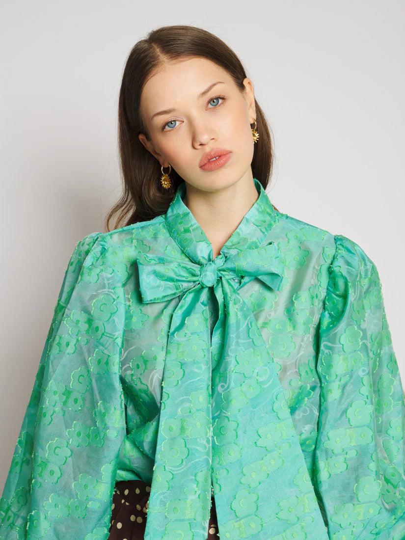 Vine Bow Blouse - Mint