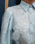 Ella bead shirt - Pale blue