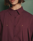 Kiraz Pleat Shirt - Burgundy