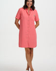 Zoe Mini Shirt Dress - Coral