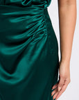 Green satin midi skirt