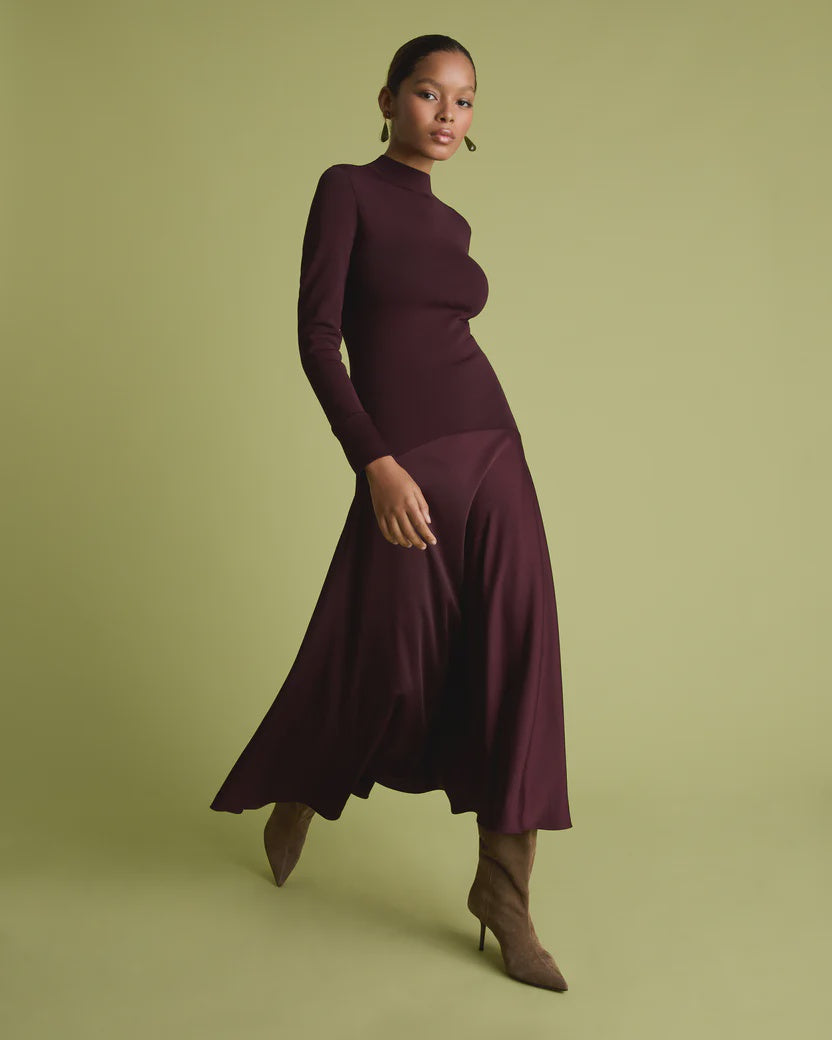 Acacia Midi Dress - Burgundy
