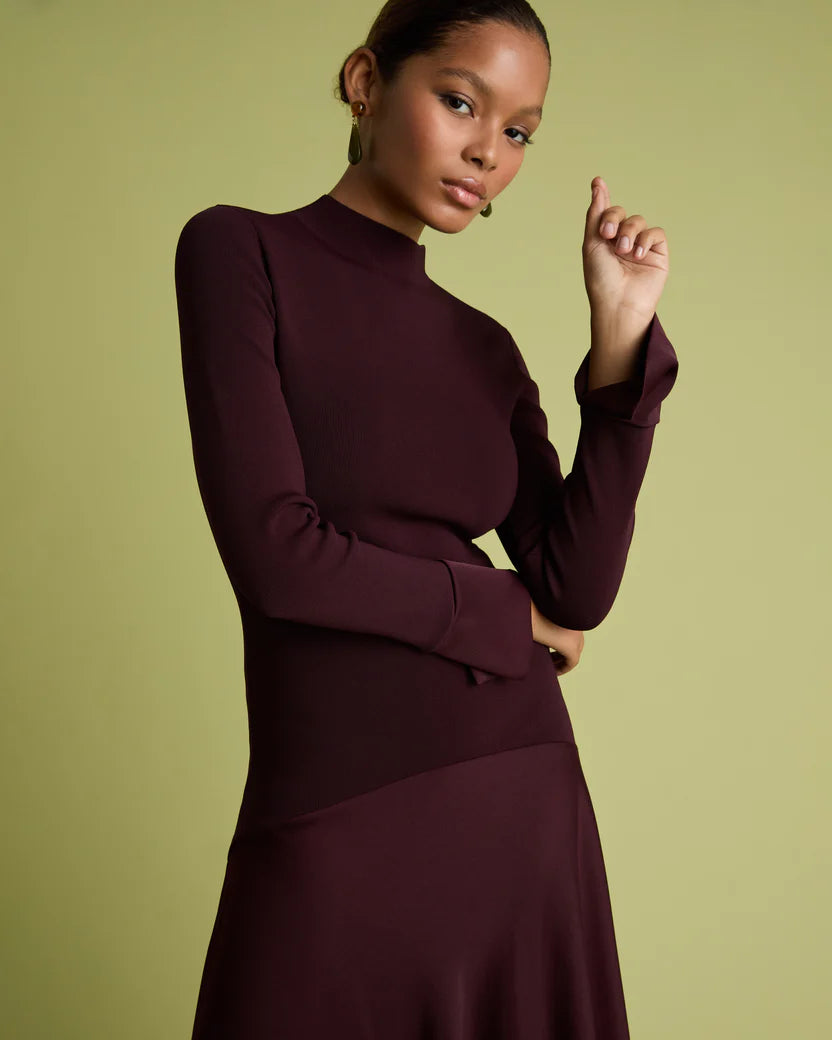 Acacia Midi Dress - Burgundy