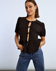 Evie Bow Top - Black