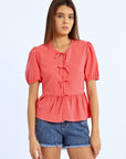 Evie Bow Top - Coral