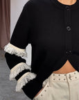 Holly fringe cardigan - Black and Cream