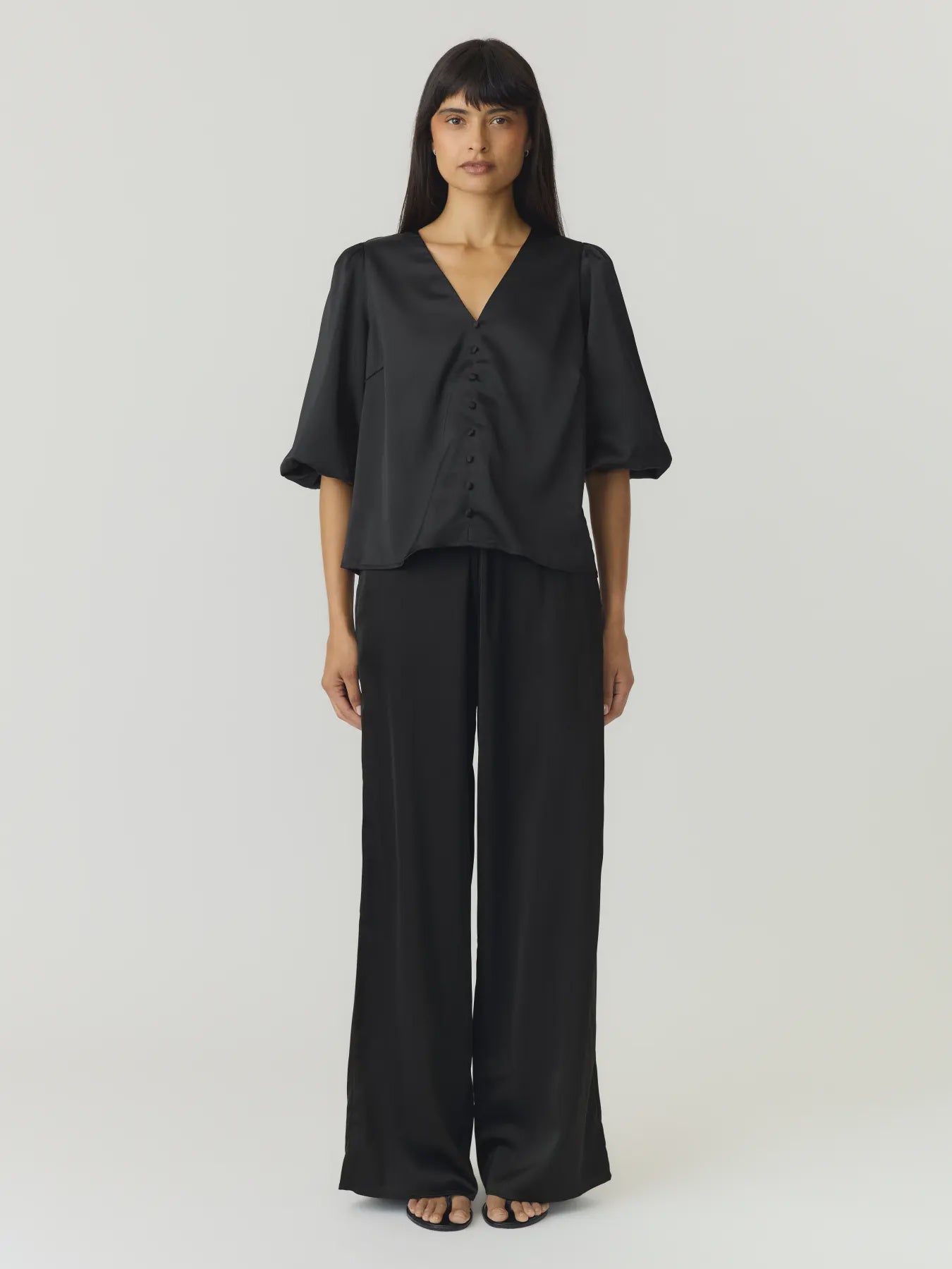 Pella Satin Trousers - Black