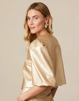 Christine Cropped PU Jacket - Gold