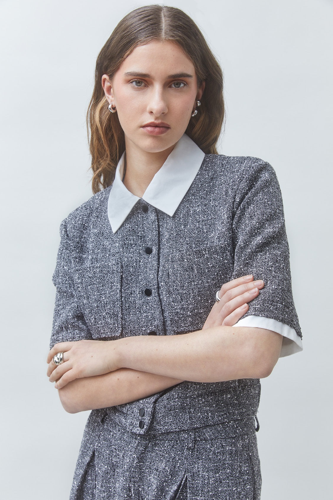 Lino Crop Shirt - Grey