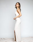 Halter Drape Back - Beaded  - Crepe