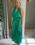 Petra Pleat Dress - Emerald