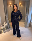 Nora Tweed Trousers - Navy