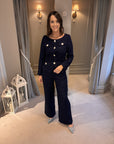 Nora Tweed Trousers - Navy