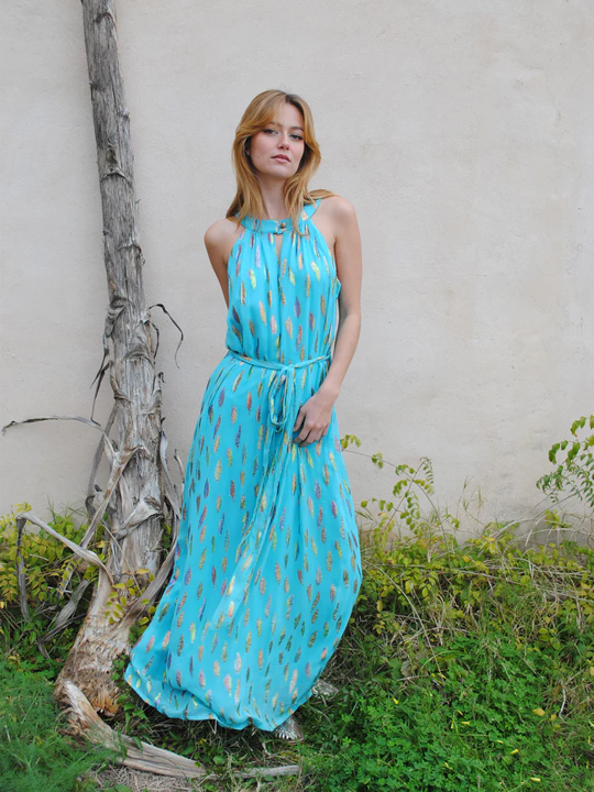 Liz Dress - Turquoise Metallic Sunset