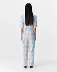 Maise Check Pants - Sky Blue