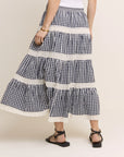 Leonor Gingham Skirt - Navy