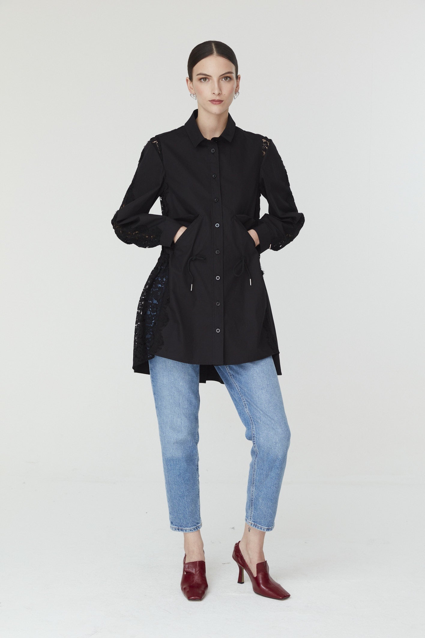 Nella Lace Shirt - Black