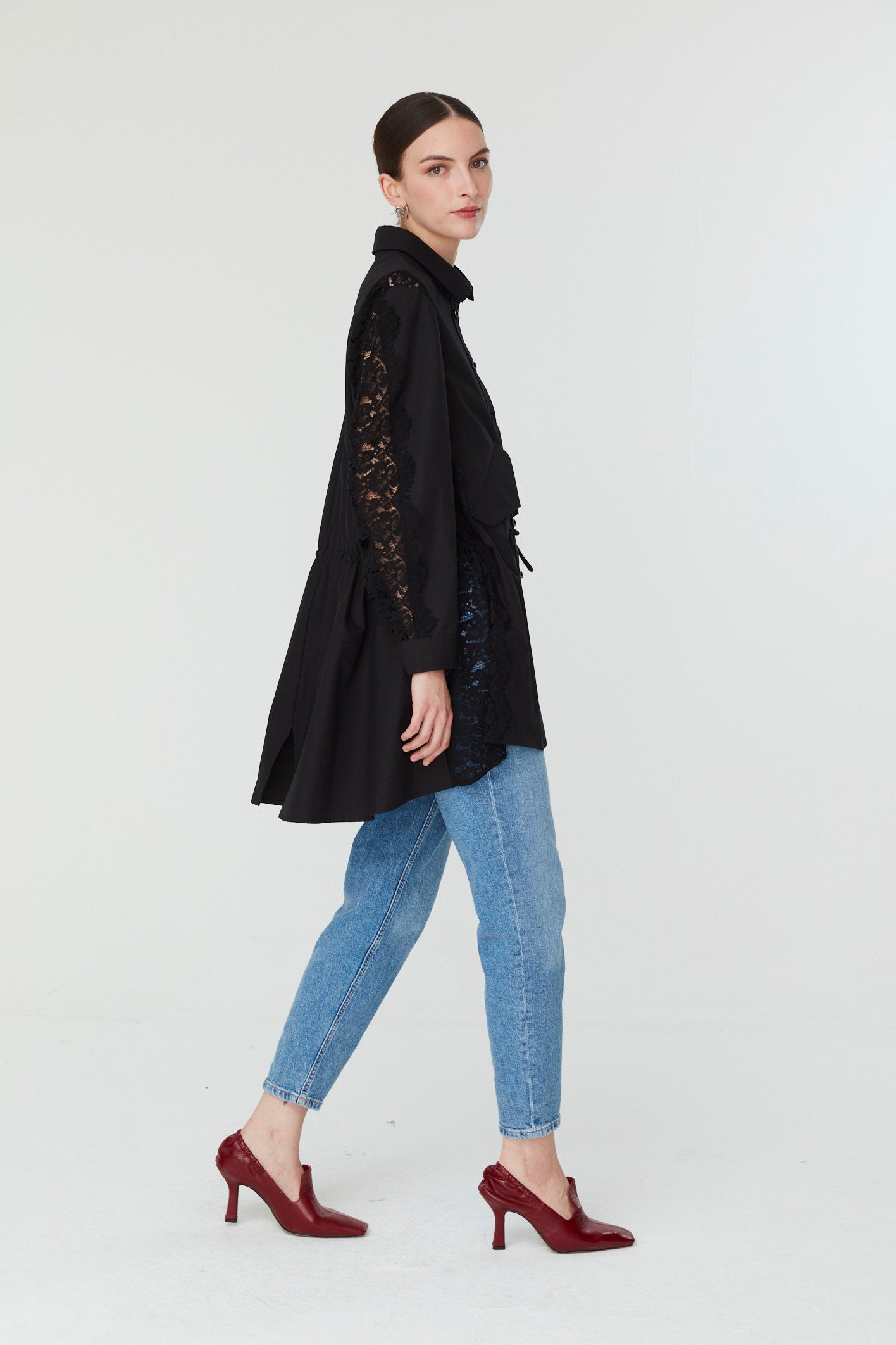 Nella Lace Shirt - Black