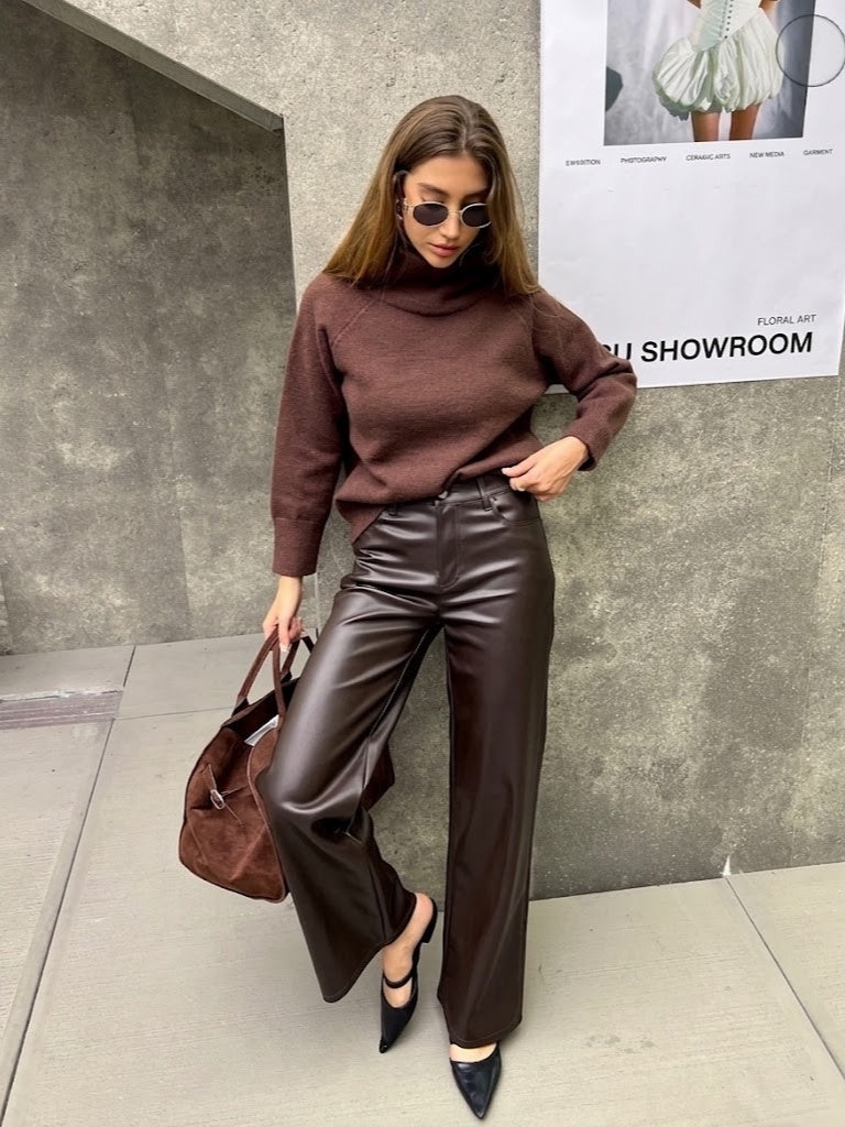Penelope  faux leather trousers - Brown