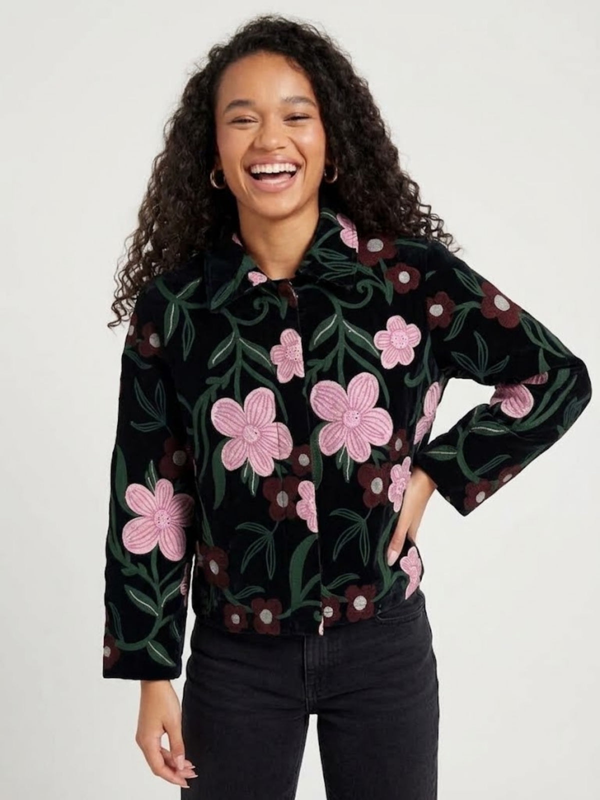 Velvet jacket - Black &amp; Pink