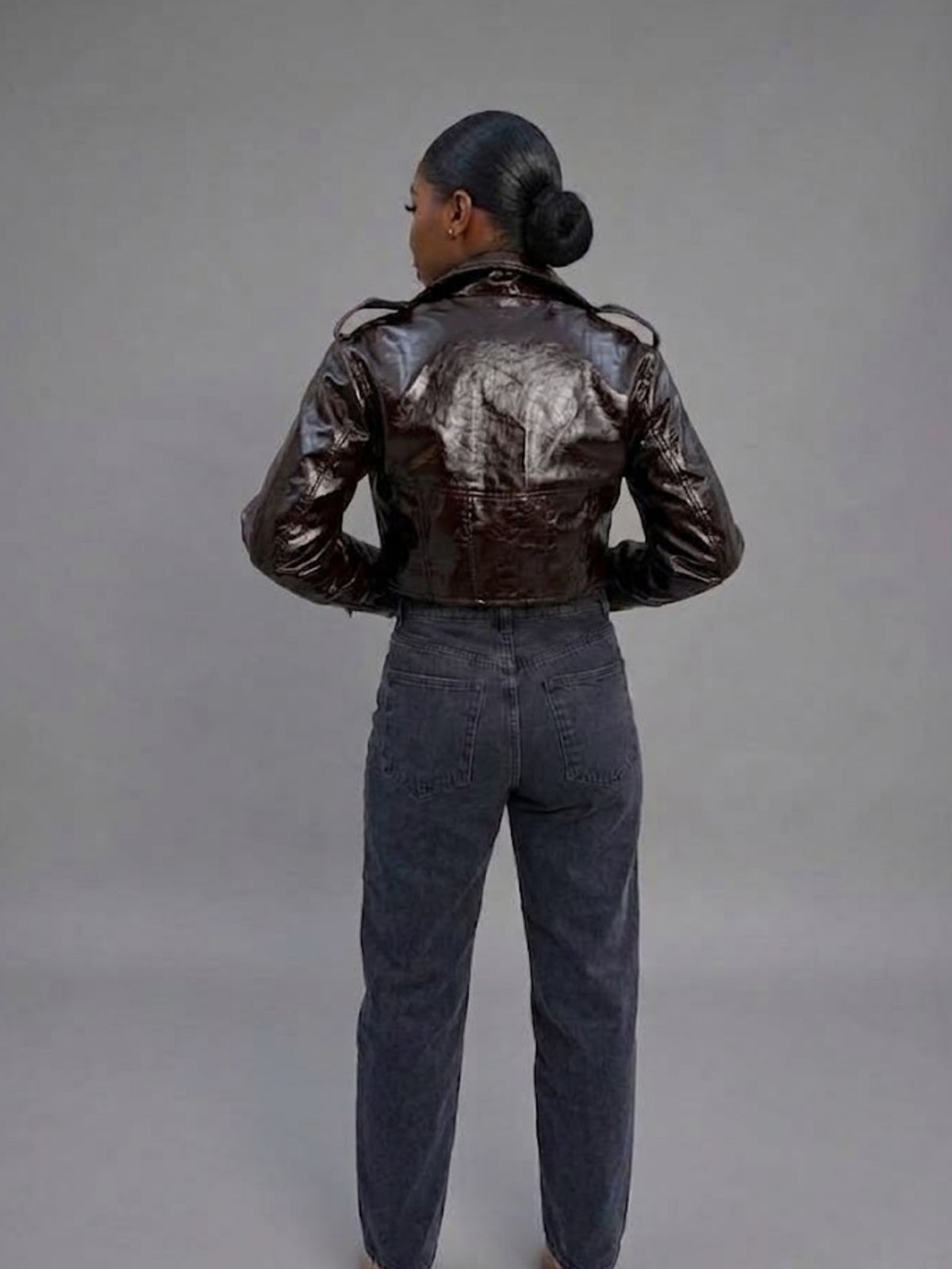 Pippa faux leather jacket- Brown
