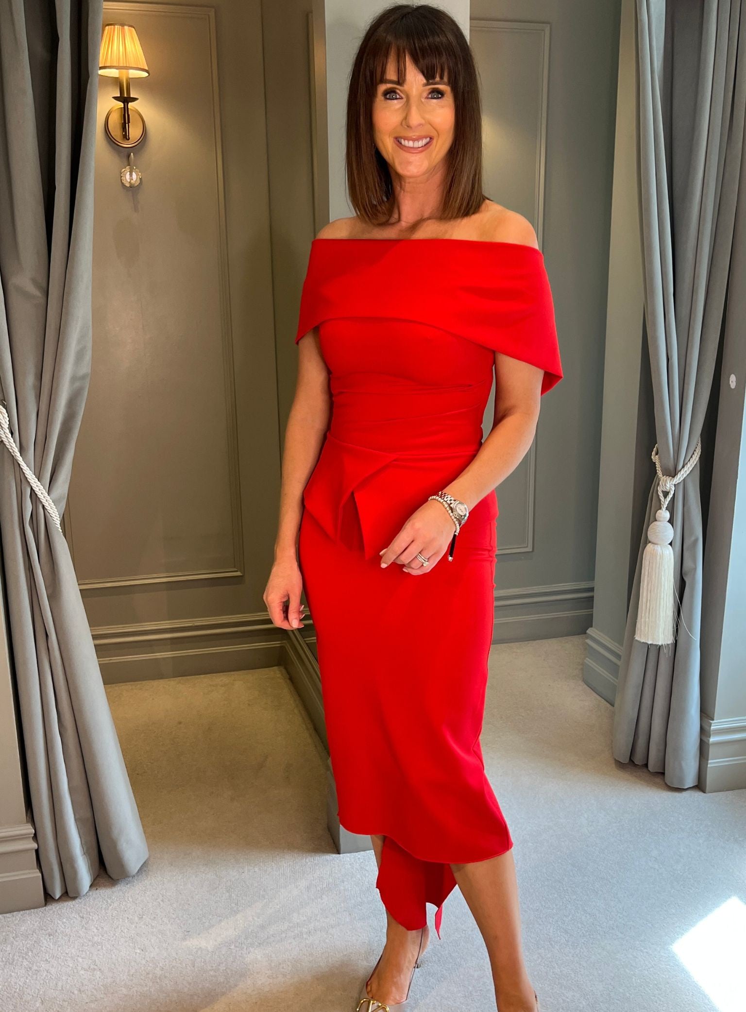Queenie Peplum Dress - Red
