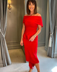 Queenie Peplum Dress - Red