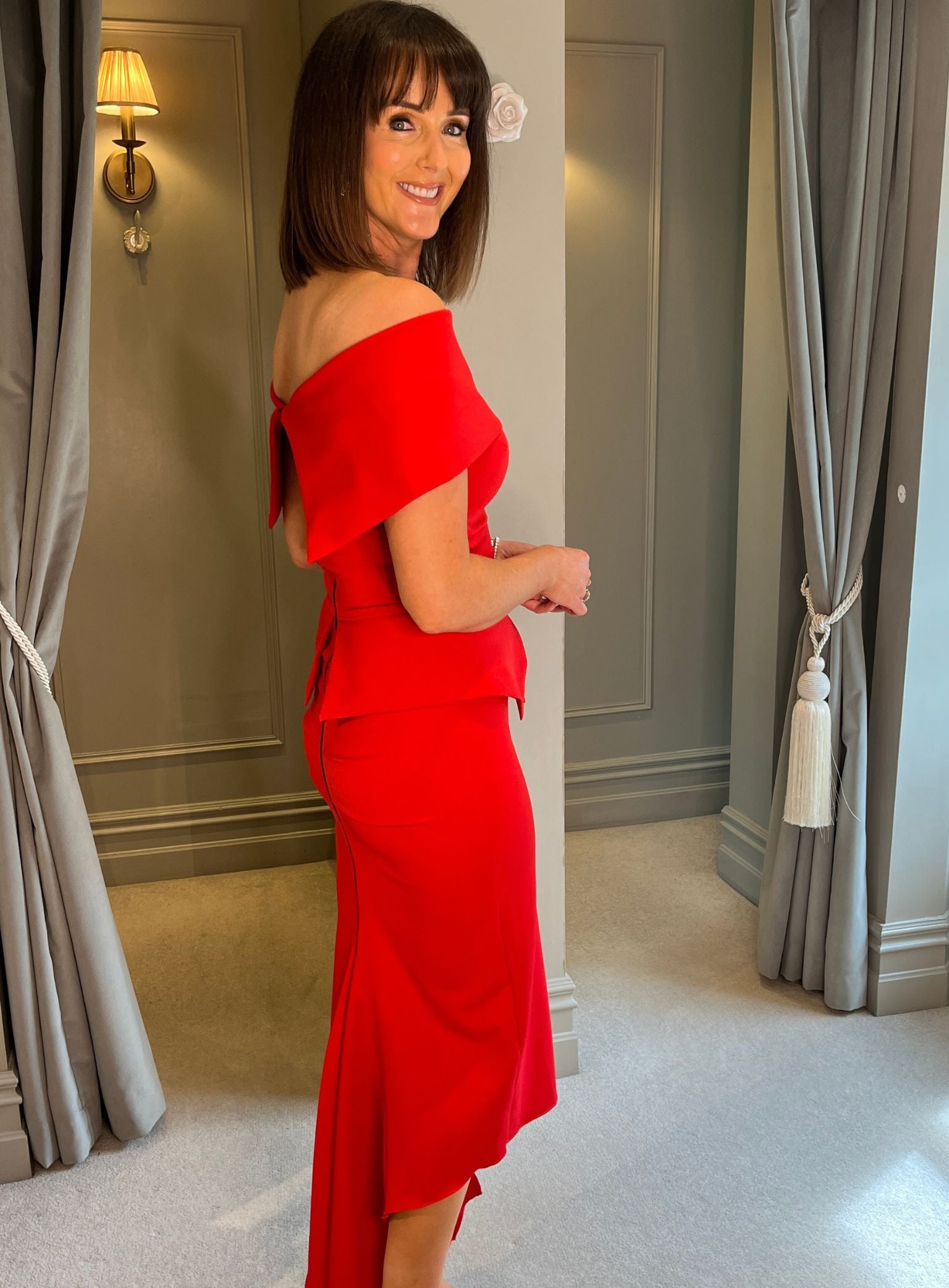 Queenie Peplum Dress - Red