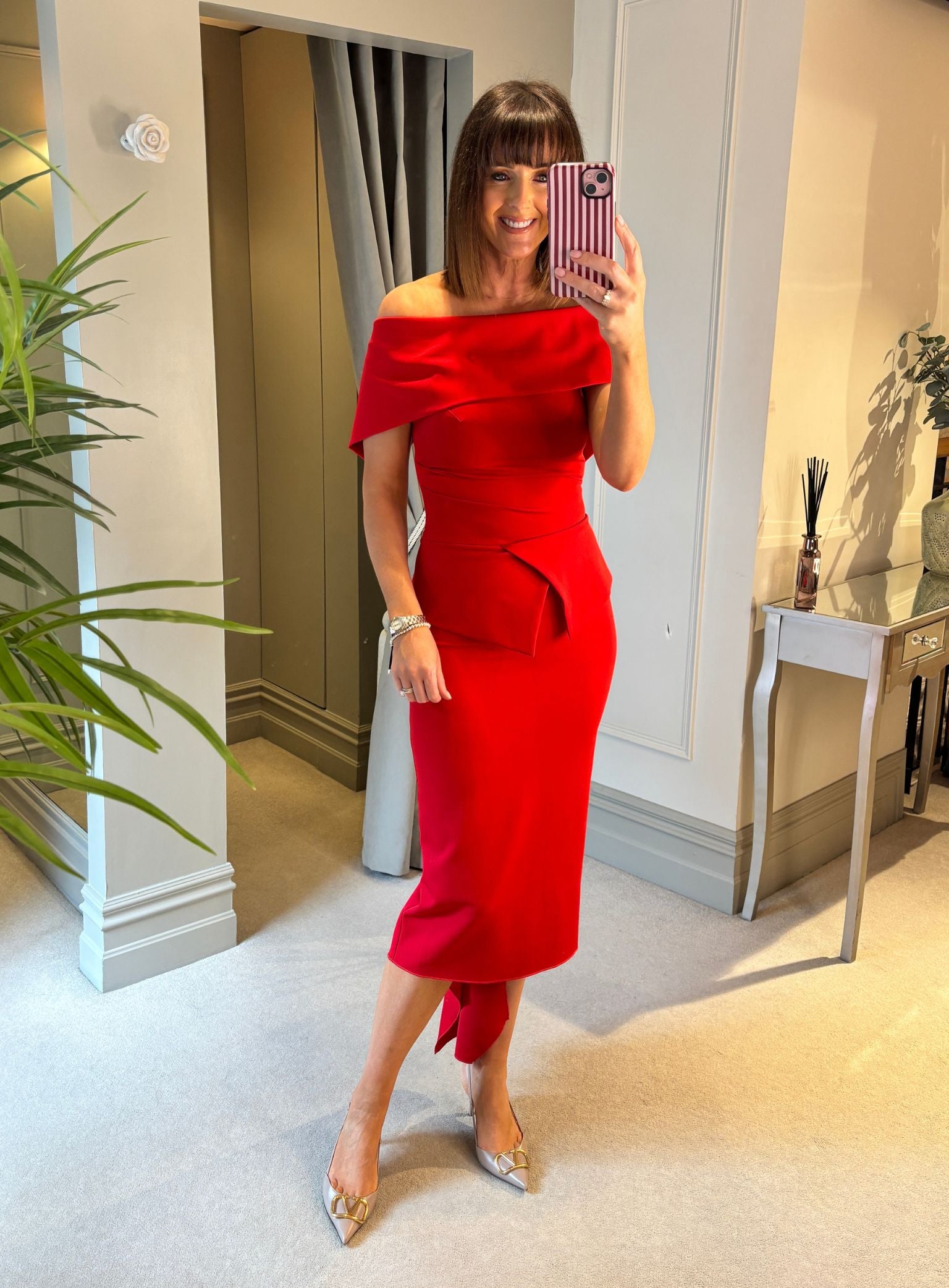 Queenie Peplum Dress - Red