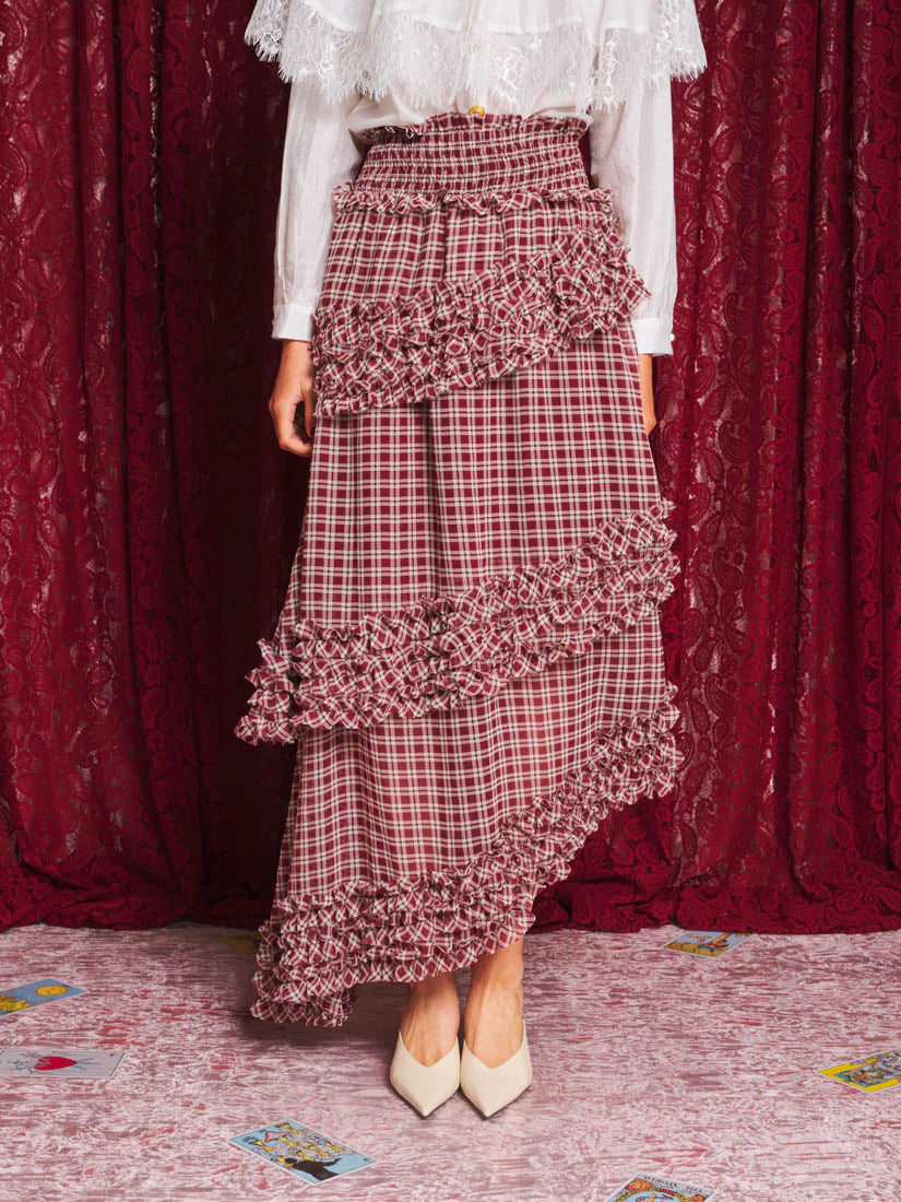 Fates Check Ruffle Skirt