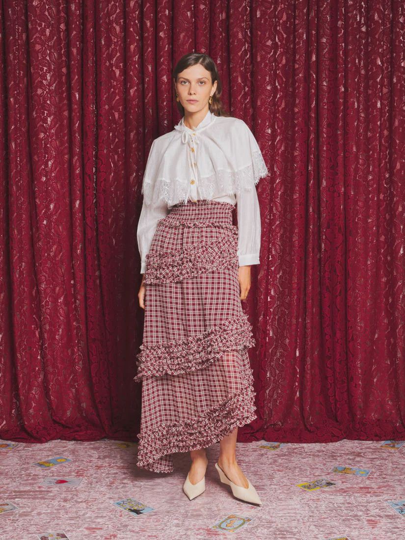 Fates Check Ruffle Skirt