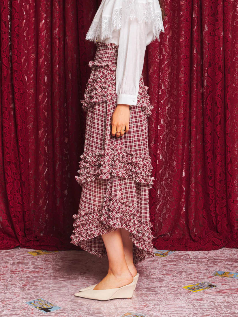 Fates Check Ruffle Skirt