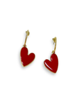 Heart Hoop Earrings - Red