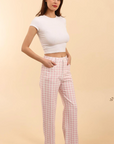 Vichy Stripe Jeans - Pink