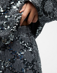 Lea Sequin Skirt - Silver