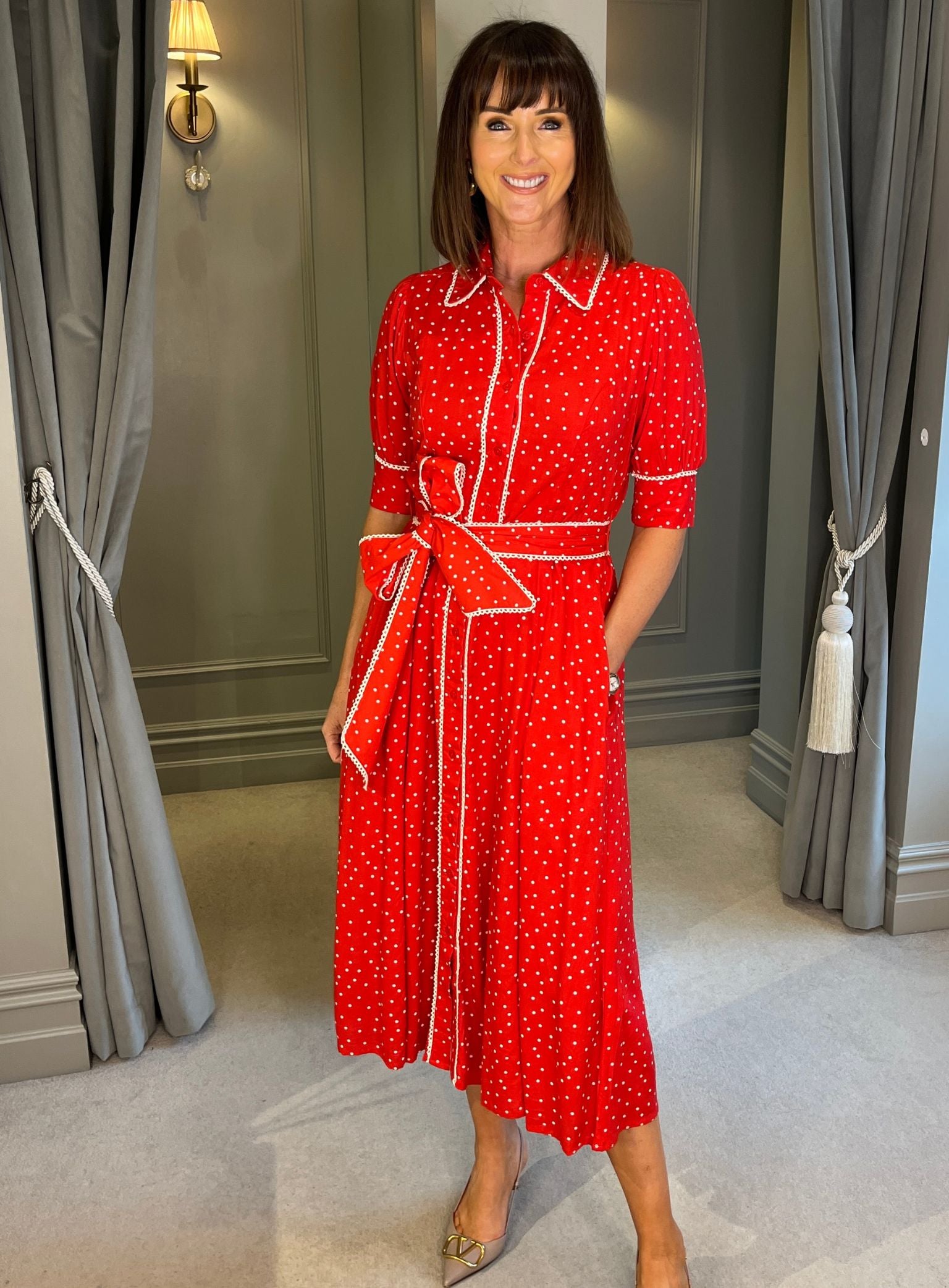 Sydney Polka Dress - Red