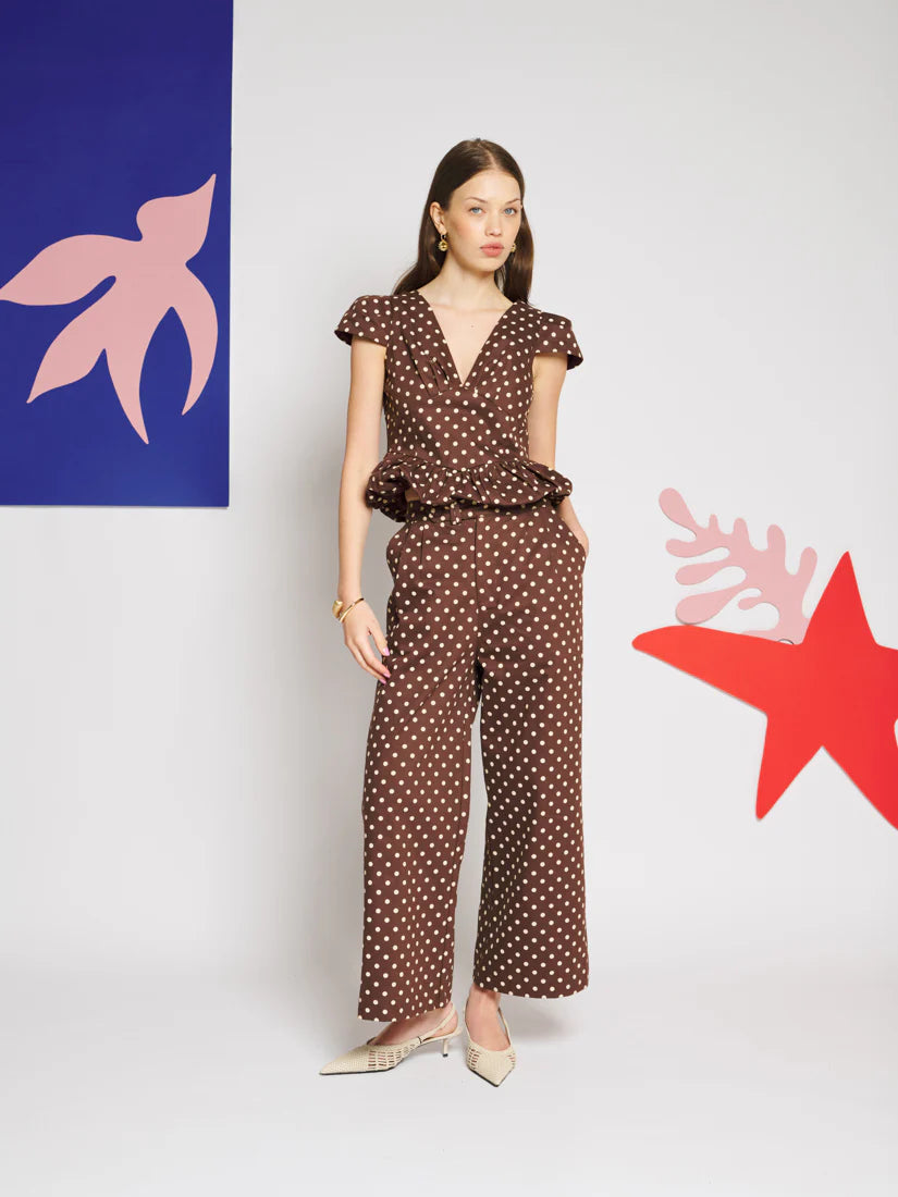 Arles Polka Top - Brown