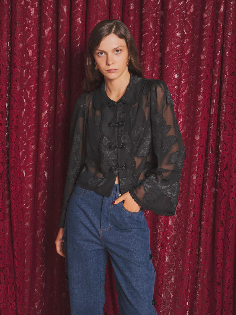 Celeste Floral Blouse - Black