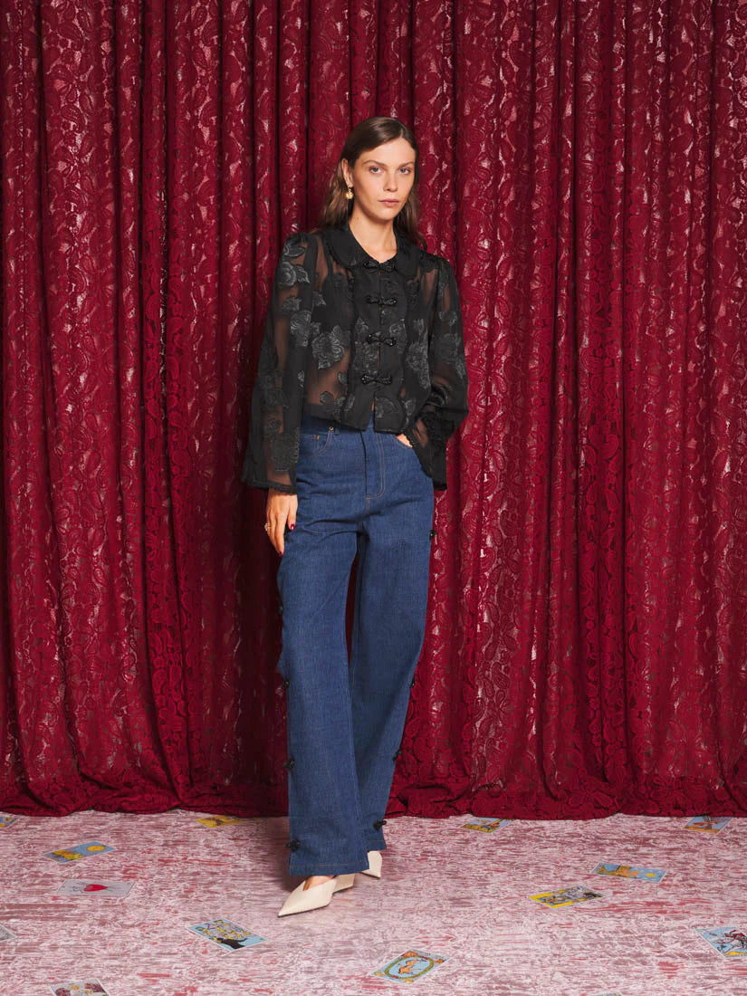 Celeste Floral Blouse - Black