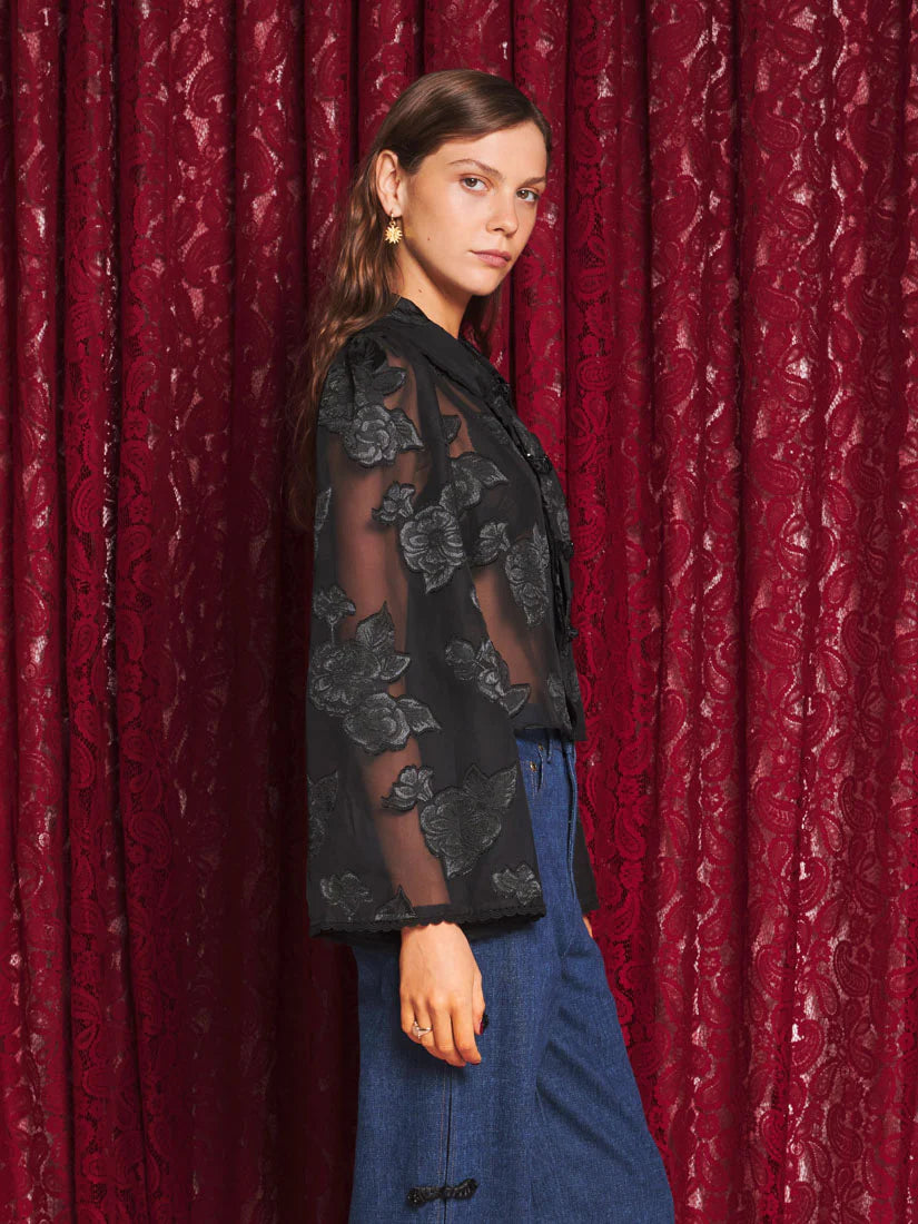 Celeste Floral Blouse - Black