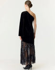 Tera one shoulder velvet dress