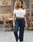 Una wide leg cropped jeans