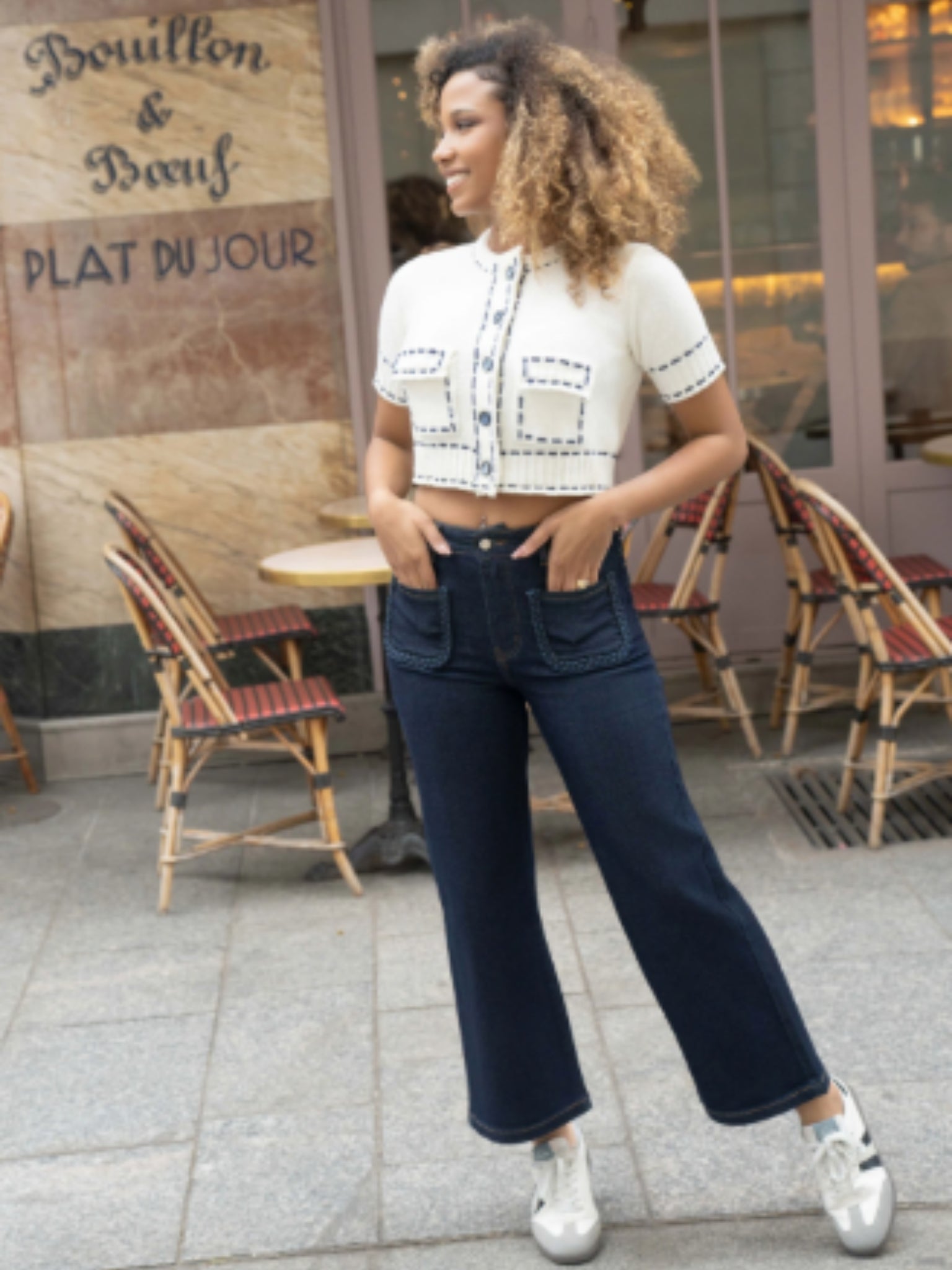 Una wide leg cropped jeans