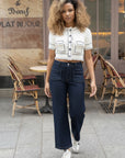 Una wide leg cropped jeans