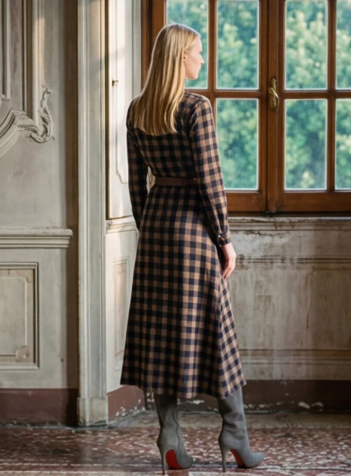 Sarah dress - Navy check print