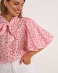 Eva Polka Blouse - Pink